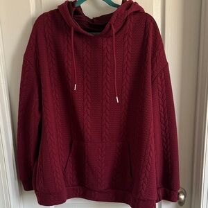 SHEIN Burgundy Cable Knit Hoodie